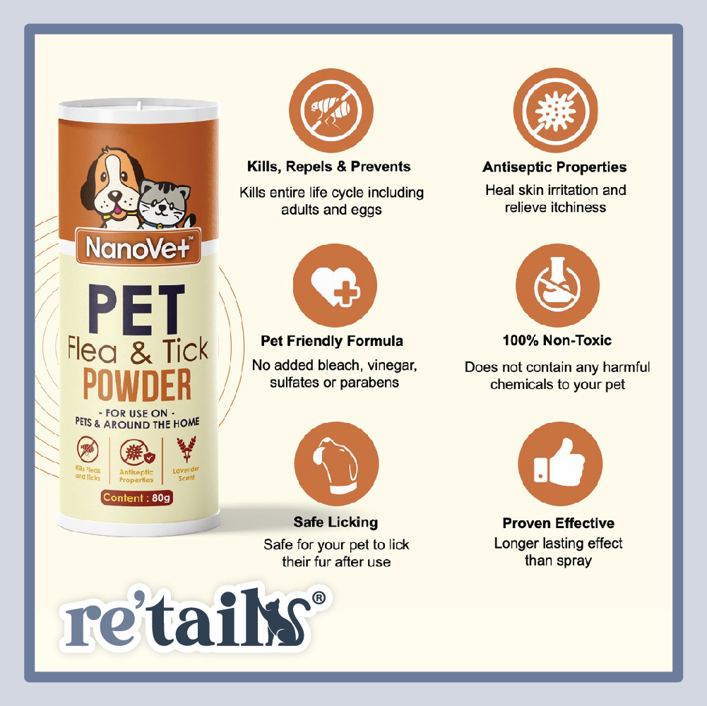 Nanovet Pet Flea & Tick Powder (80g)