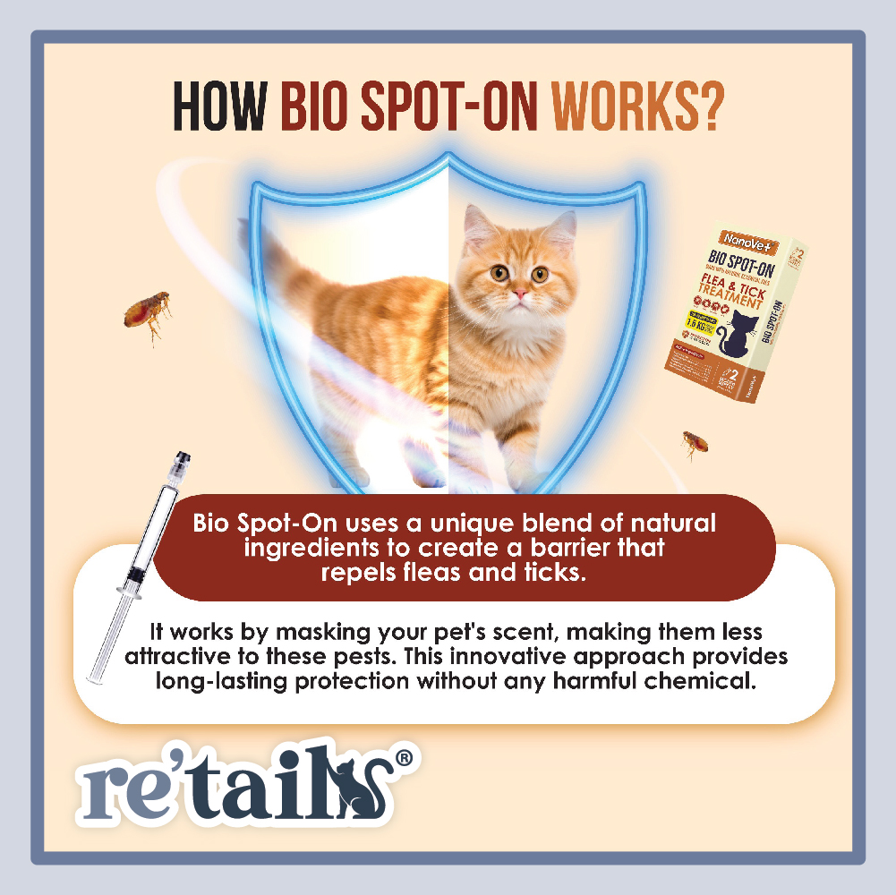 Nanovet Bio Spot-On Flea and Tick Treatment For Cat (0.5ml x 2 Doses)