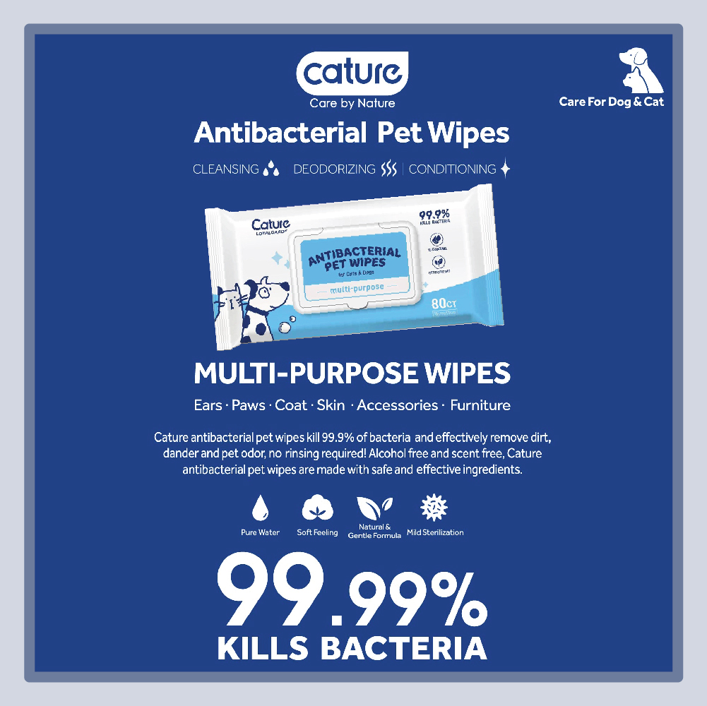 Cature Antibacterial Pet Wipes (80 Sheets)