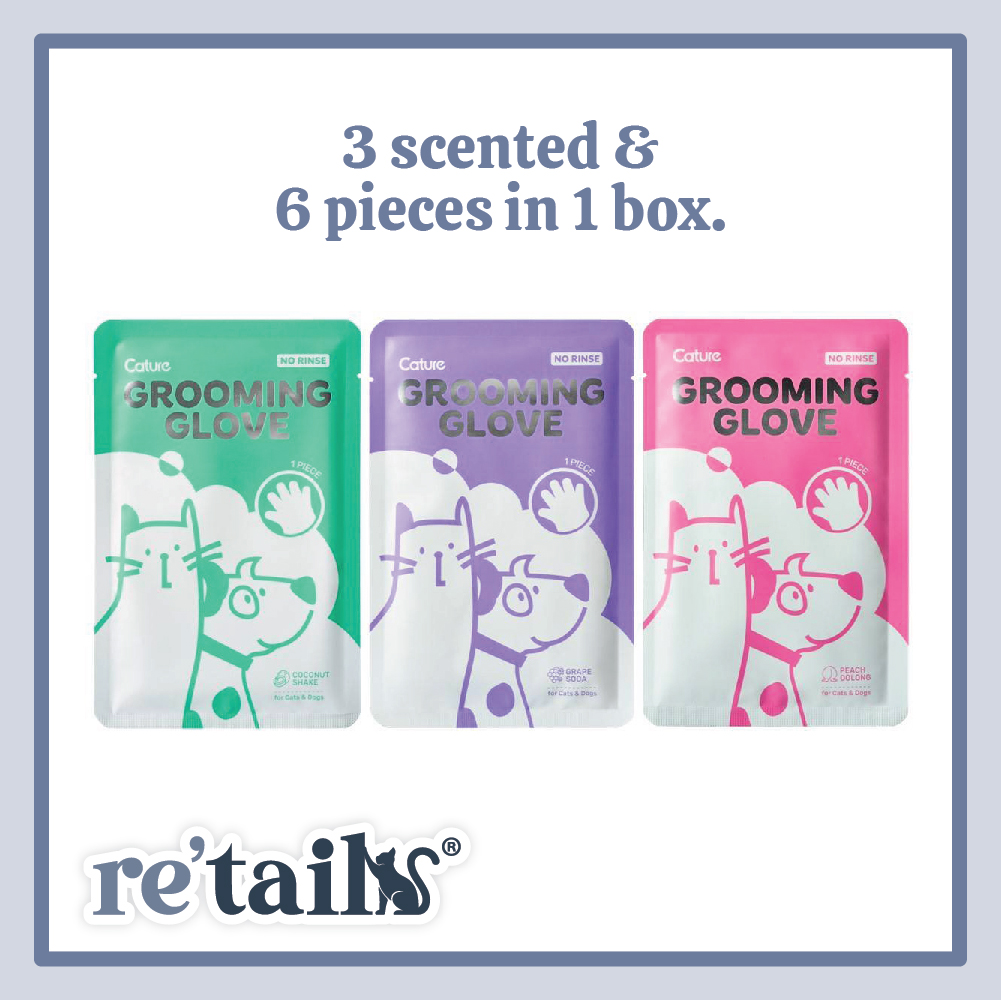 Cature No-Rinse Grooming Gloves for Cat & Dog (6pcs/pack)