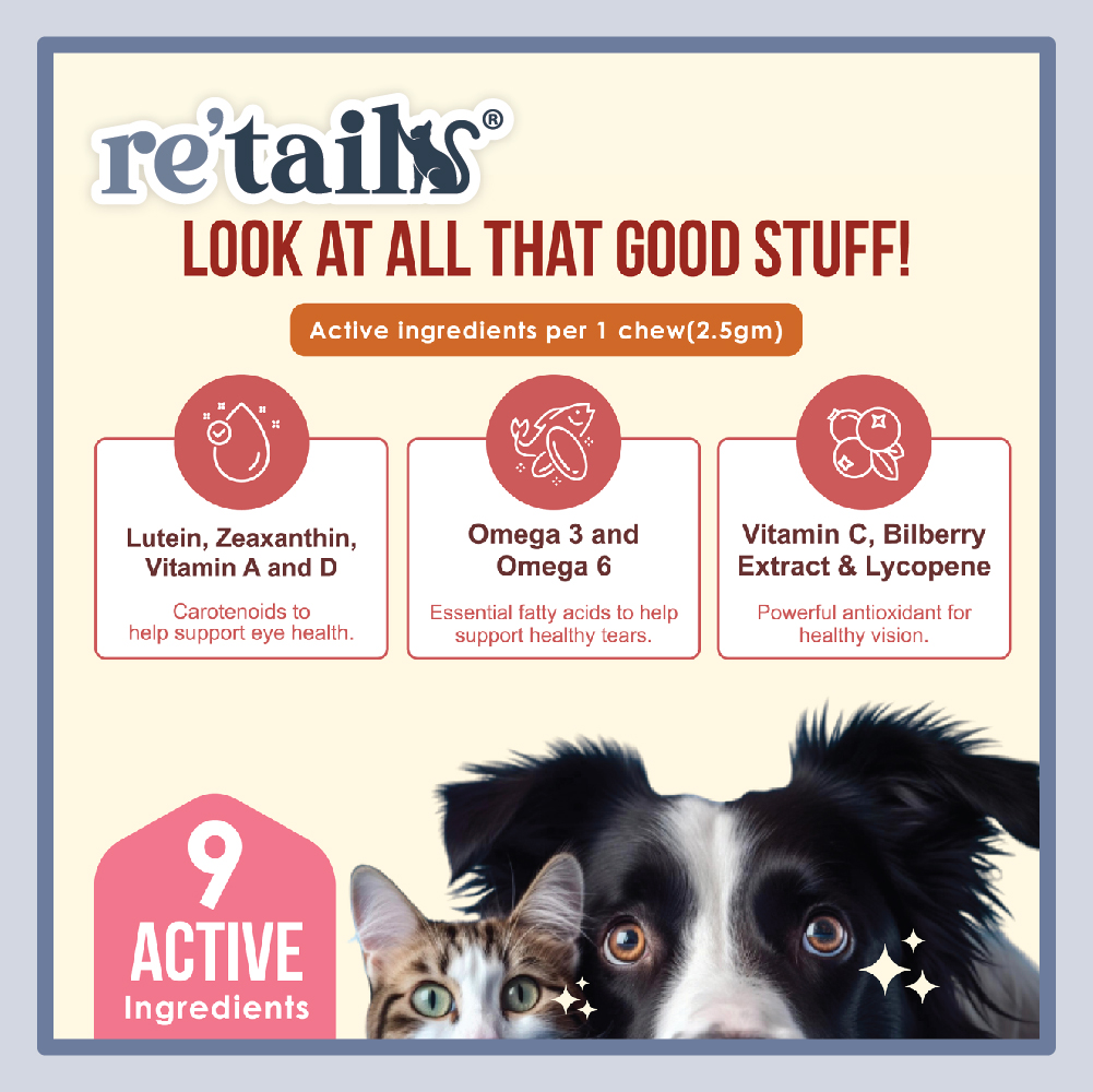 Nanovet Pet Eye + Tear Stain Chews for Cat & Dog (45 Chews)