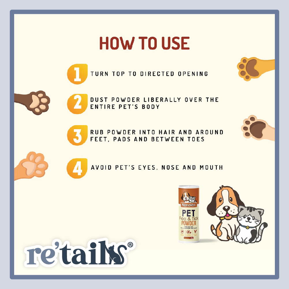 Nanovet Pet Flea & Tick Powder (80g)