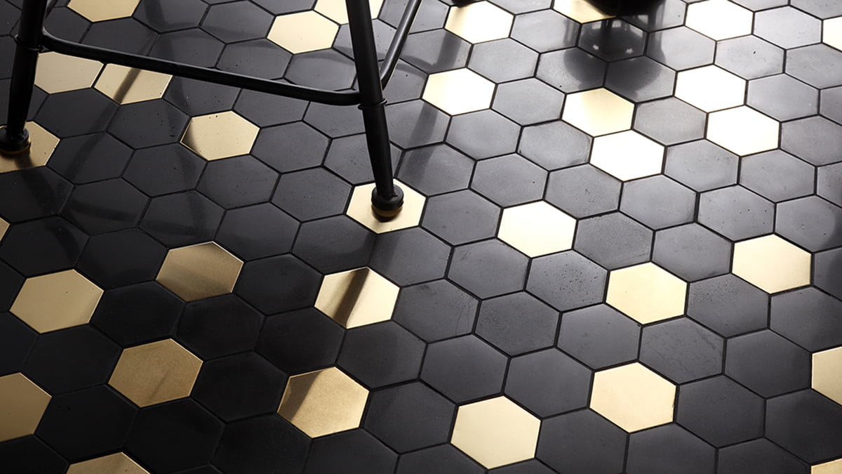Black Hexagon Mosaic Tile