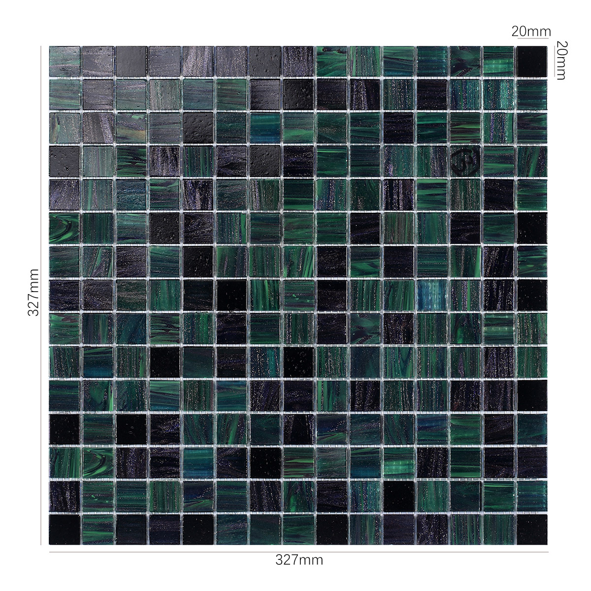 Deep Green Glass Mosaic Backsplash Tiles