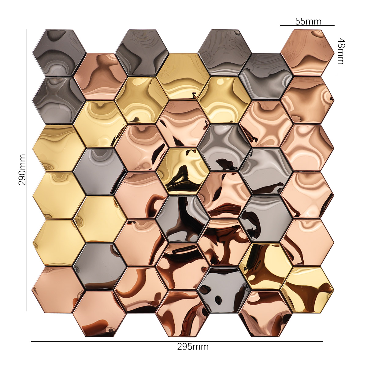 3D Mirror Black and Gold Hexagon Stainless Steel Mosaic Tiles-SAICINA TILES