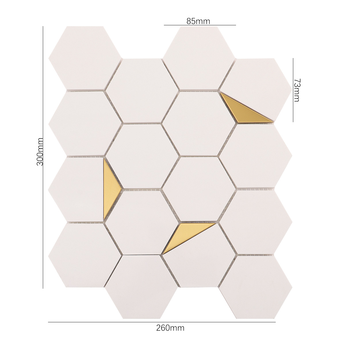 White Hexagon Honed Marble Mix Metal Mosaic Tiles-SAICINA TILES