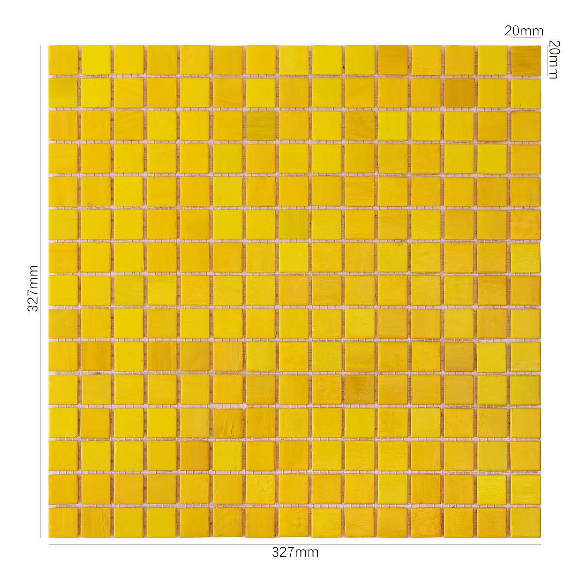 Vibrant Mustard Yellow Square Glass Mosaic Tiles