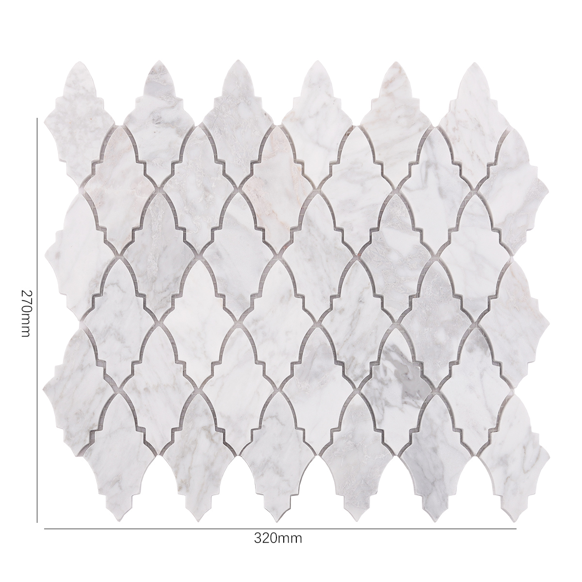 Arabesque Carrara White Polished Honed Marble Mosaic Tile