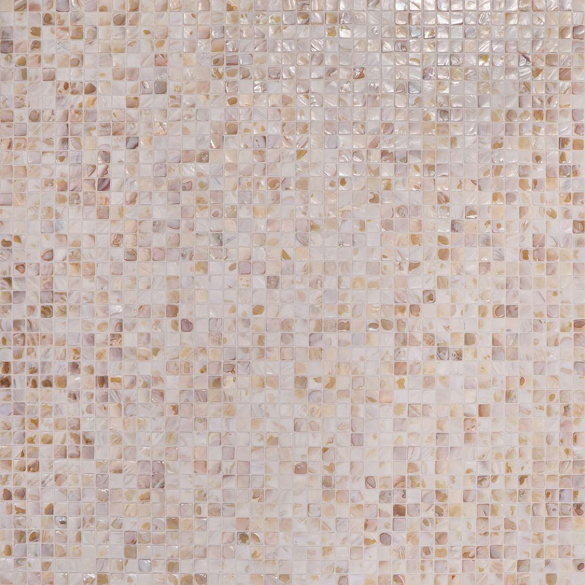 Beige mini fish scale mother of pearl tiles arranged in a non-seamless pattern.