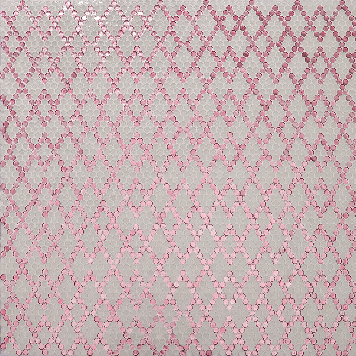 White and Pink Round Glass Diamond Geometric Pattern Mosaic Tiles