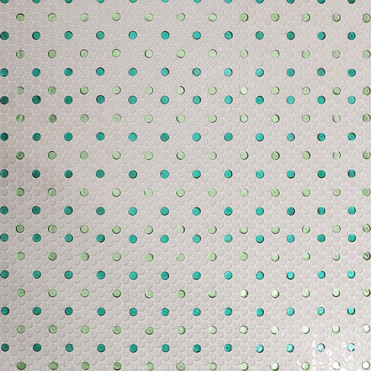 White Mix Green Penny Round Glossy Glass Mosaic Tiles