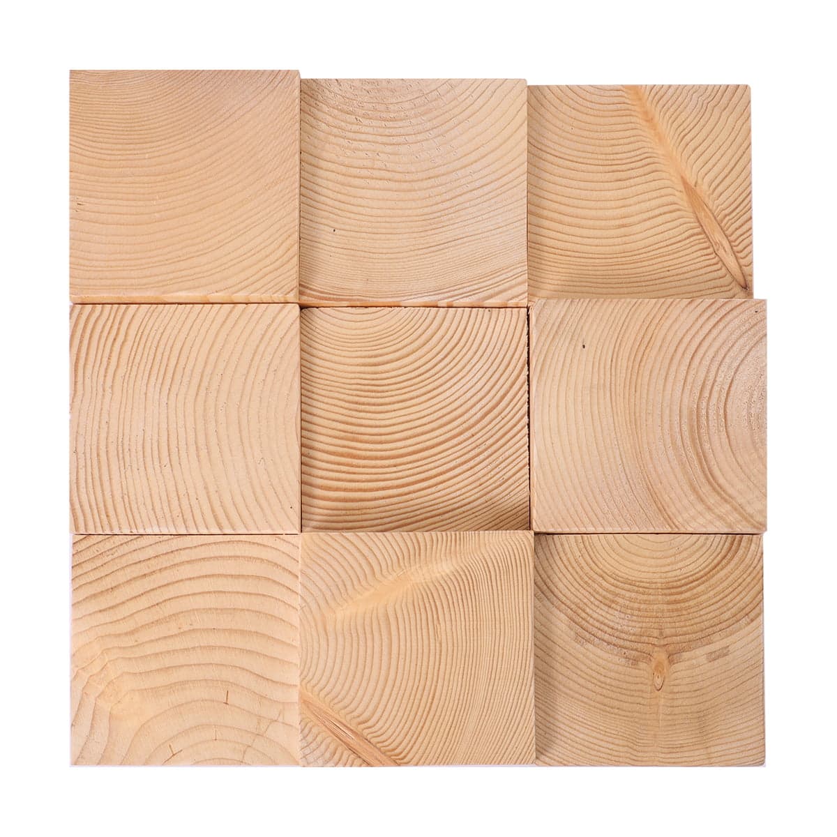 3D wood mosaic tile with natural grain and square pattern