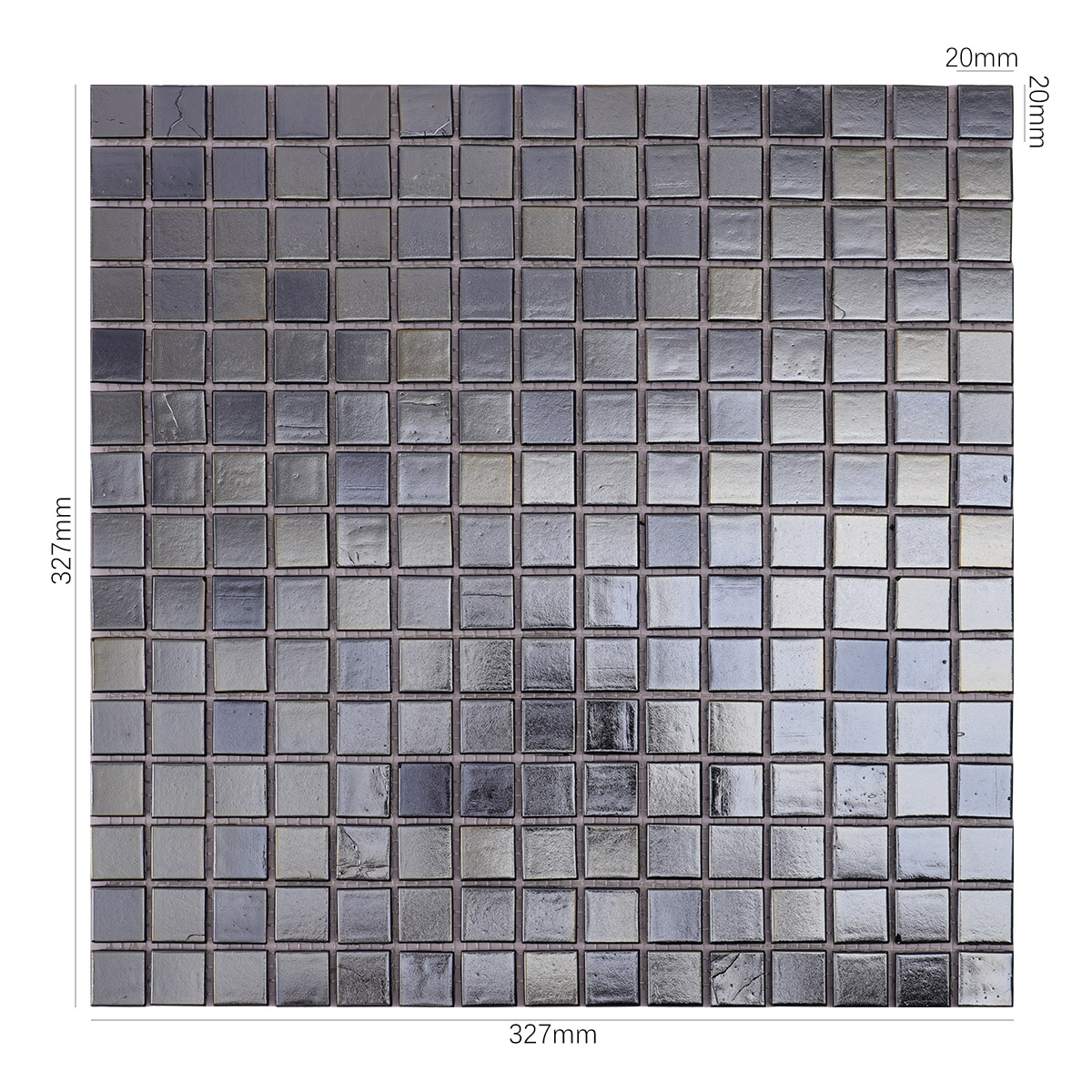 Polished Fired Earth Glass Black  Mosaic  Swimming Pool&Showeroom Wall Flooring Tiles 20X20mm