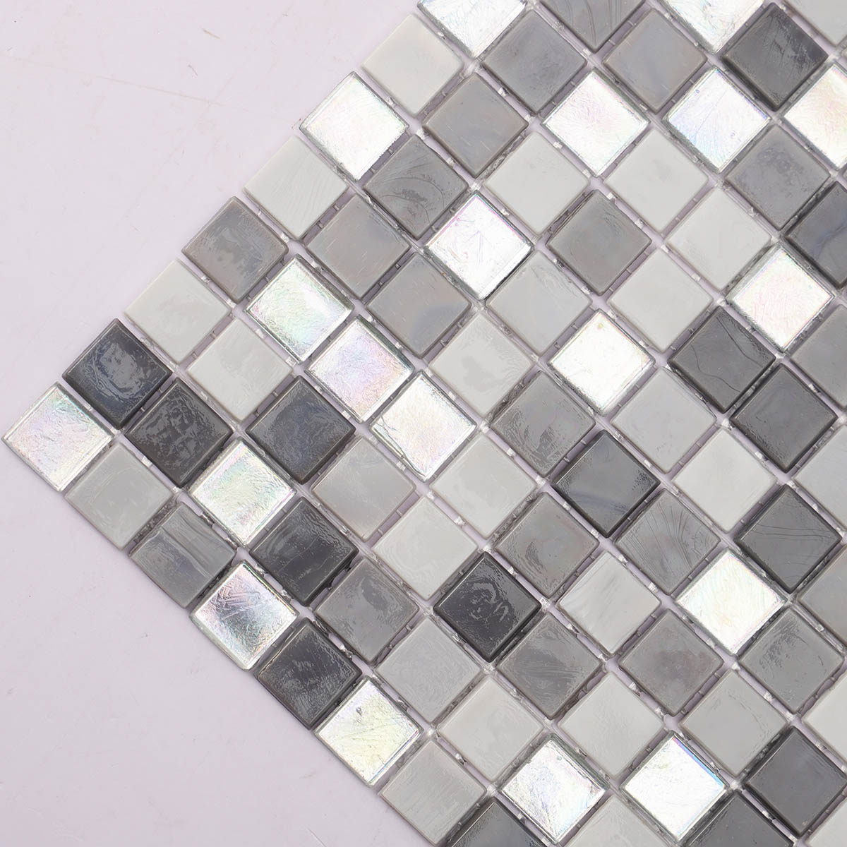 Gray and Silver Square Glass Mosaic Tiles 