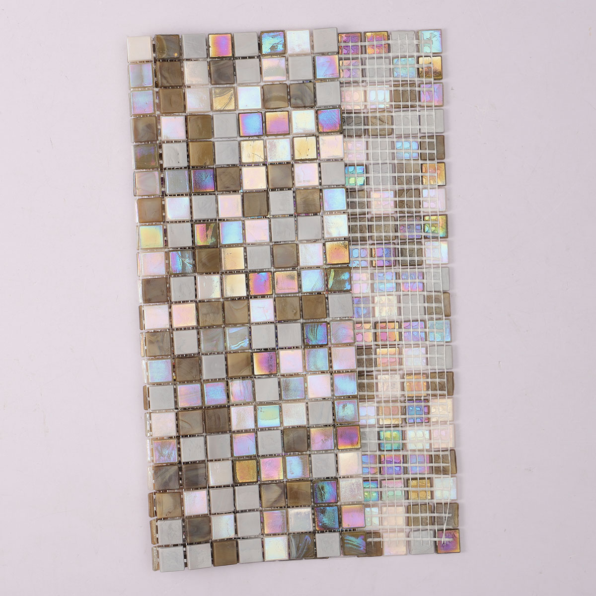 Bround mixed Beige Pearlescent Glass Square Mosaic pool Tiles 