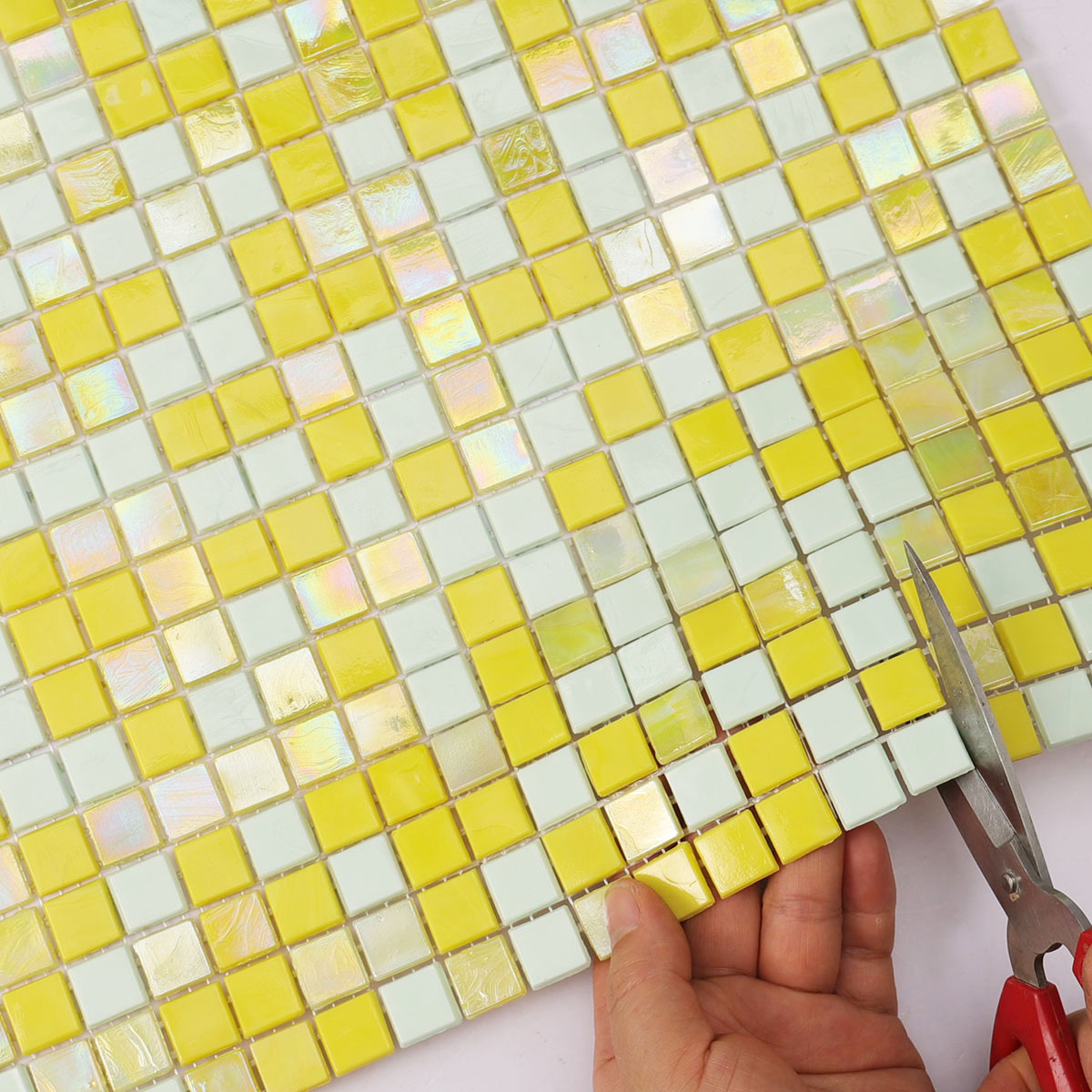 Bright Yellow Square Glass Mosaic Wall & Floor Tile