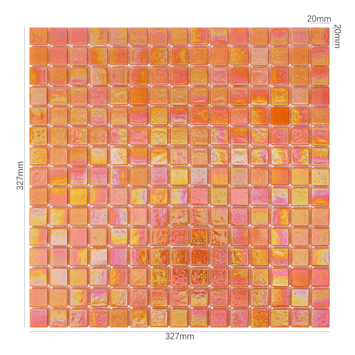 Pearlescent Orange Square Glass Mosaic Wall and Floor Tile