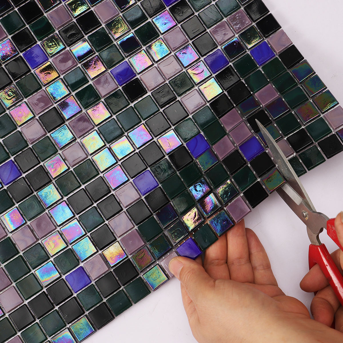 Iridescent Multicolor Glass Mosaic Backsplash Tiles