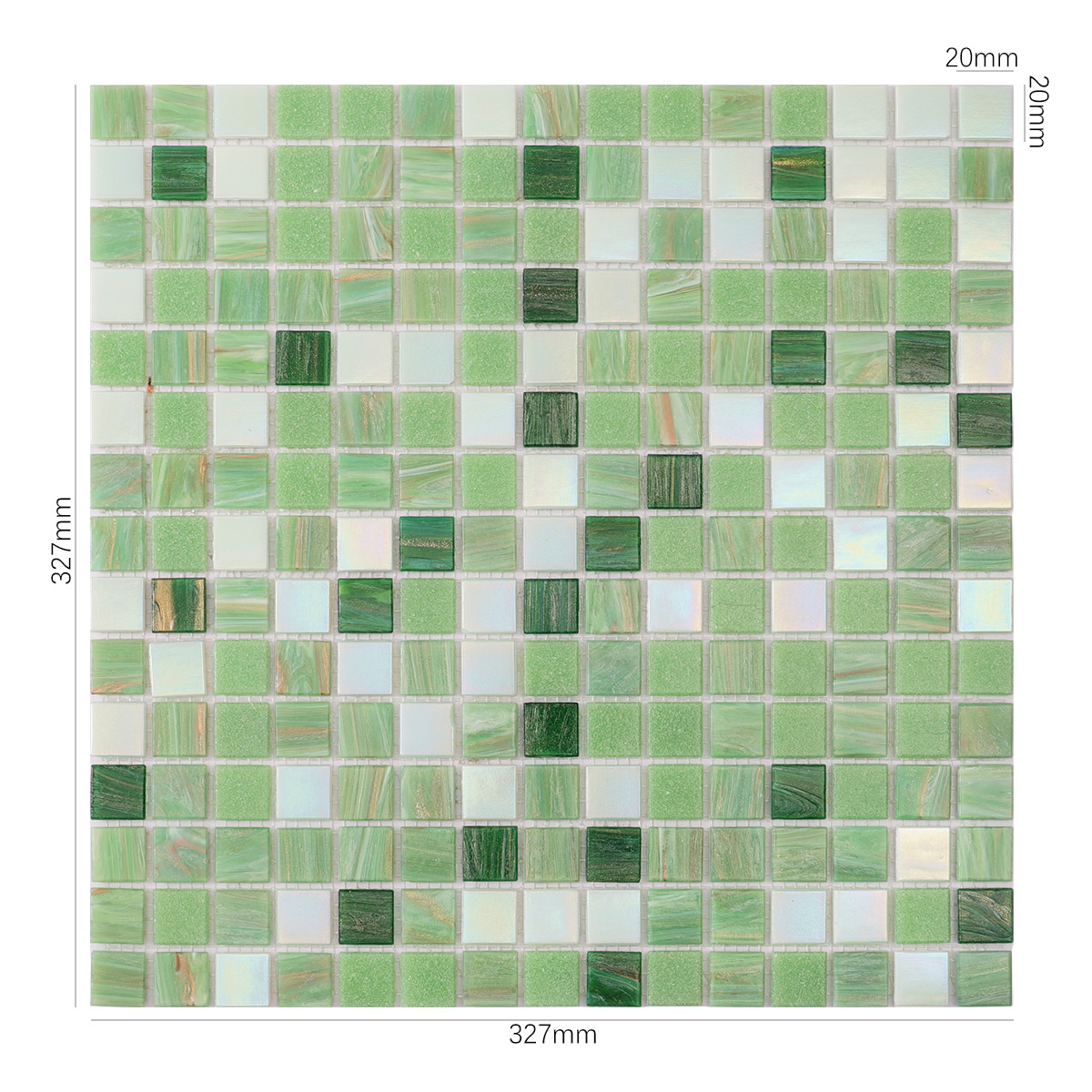 Iridescence Spring Green Square Glass Mosaic Pool Tiles