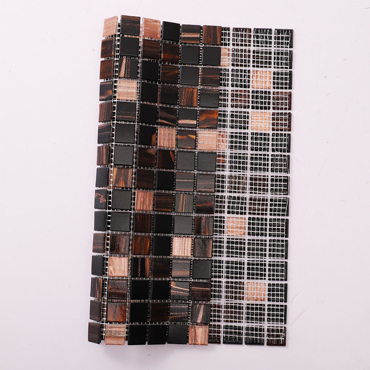 Coffee Brown and Black Glass Square Mosaic Pool Tiles