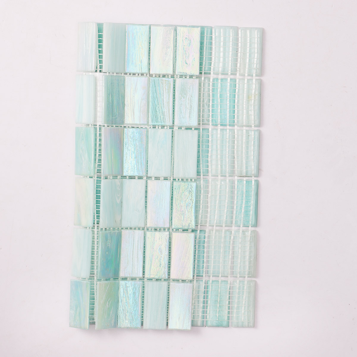 Bright Green Iridescent Rectangle Glass Mosaic Bathroom Tiles