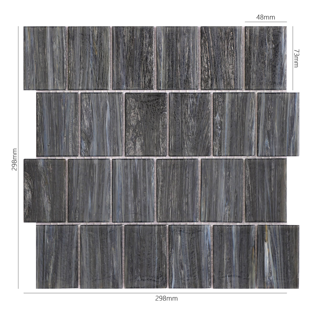 Midnight Gray Matte Glass Mosaic Subway Tile