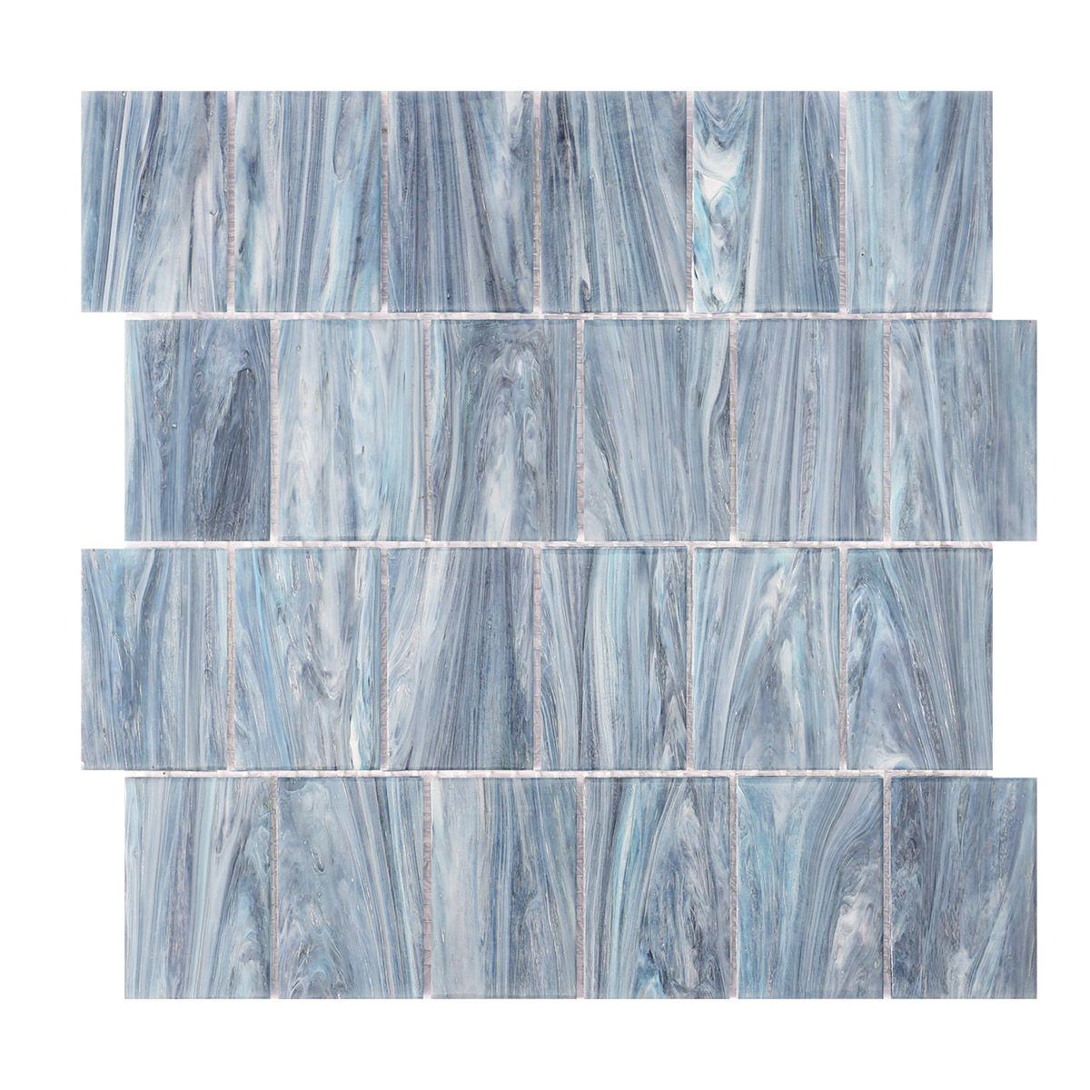 Blue Rectangle Glass Mosaic Subway Wall Tile
