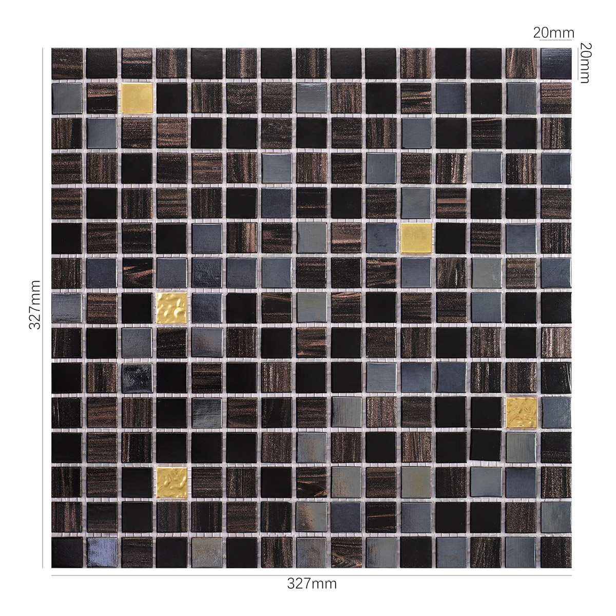 Glossy Black  Mixed Brown And Gold Glass Mosaic Tiles