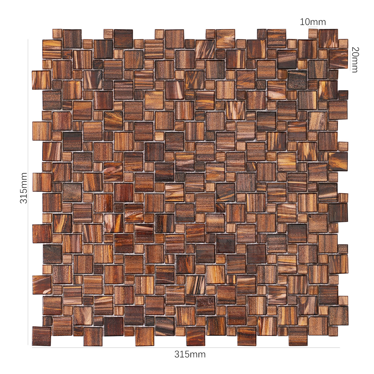 Windmill Pattern Brown Glass Mosaic Tiles for Pools & Backsplash