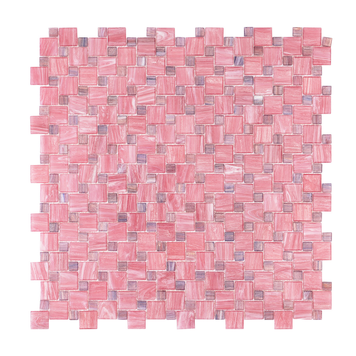 Punch Pink Glass Mosaic Wall and Fool Tiles