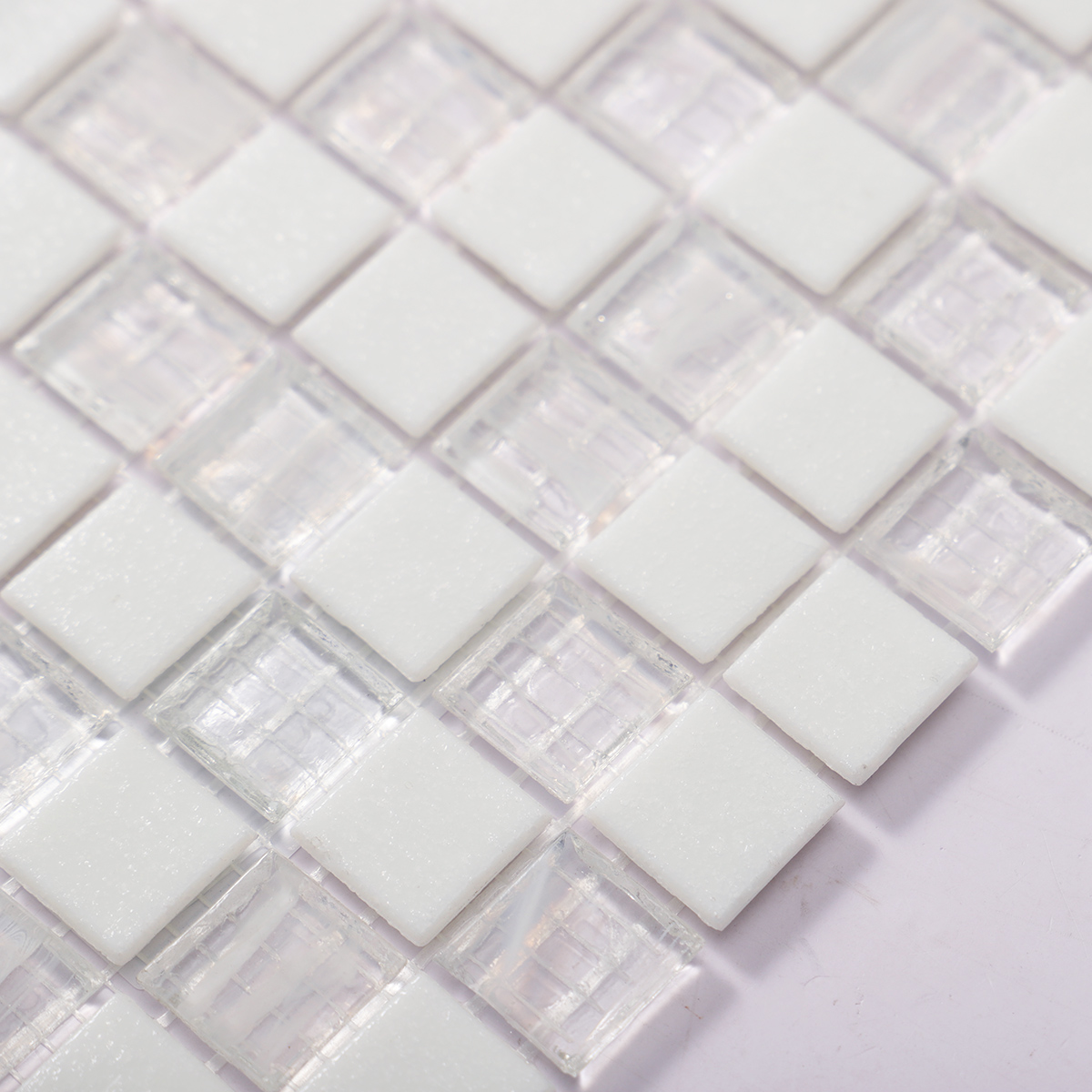 Snow White Glass  Square Shape Mosaic Pool Tile