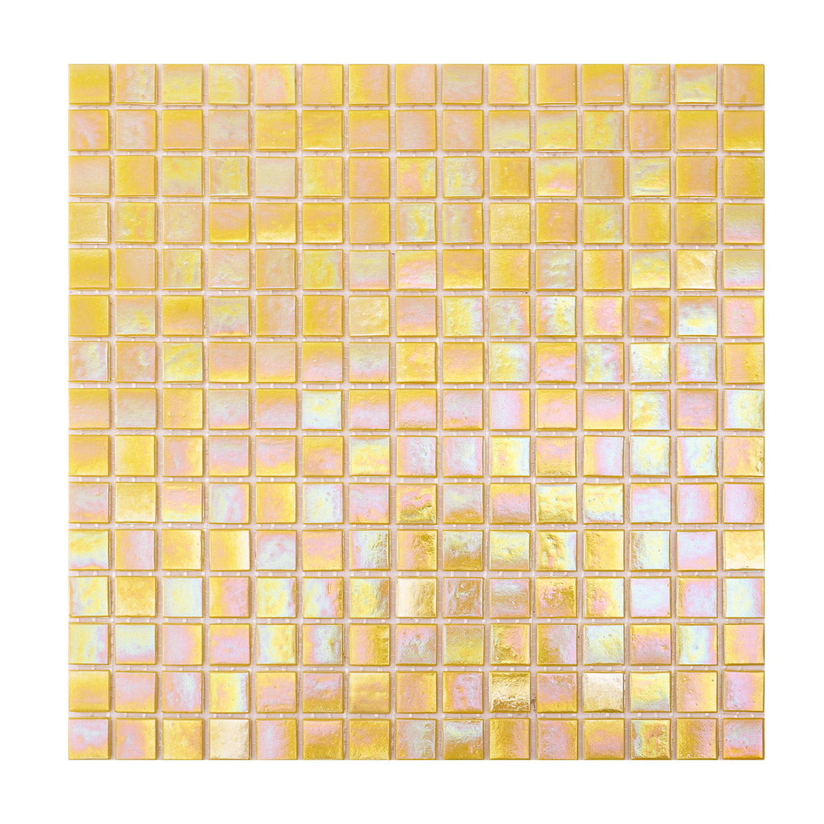 Iridescent Yellow Square Glass Mosaic Wall Tiles-SAICINA TILES