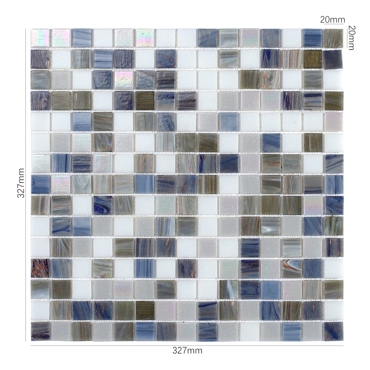 Vibrant Mixed Blue Hot Melt Glass Mosaic Tiles