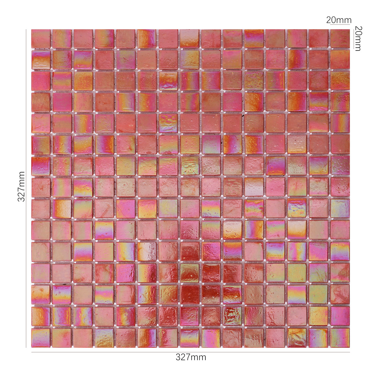 Polished Iridescent Orange Square Glass Mosaic Tiles