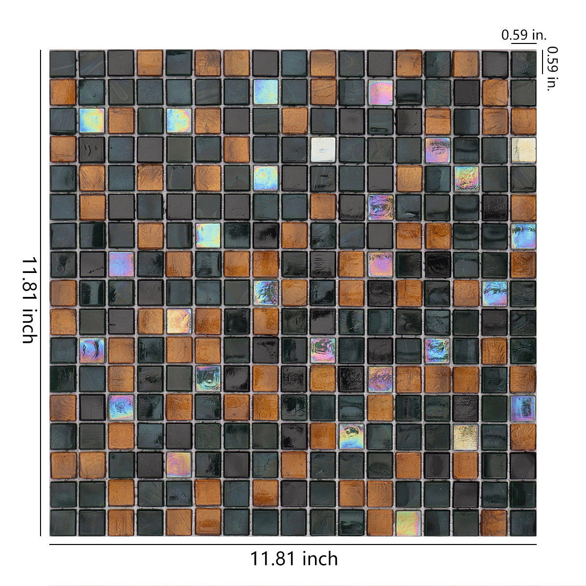 Earthy Brown and Green Glass Grid Mosaic Tiles for Walls and Floors