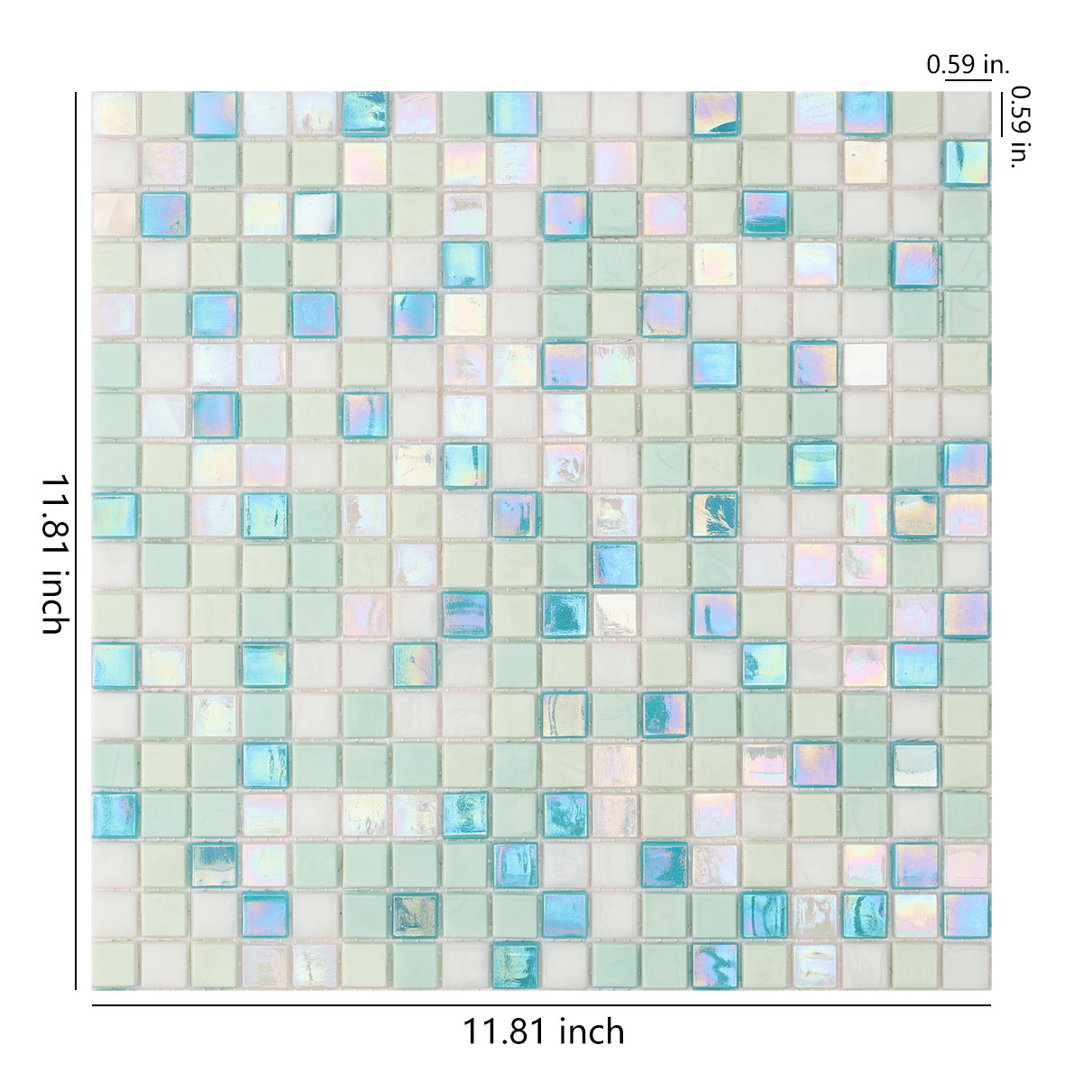 Light Blue Iridescent Fired Erath Glass Mosaic Tile 15mm*15mm