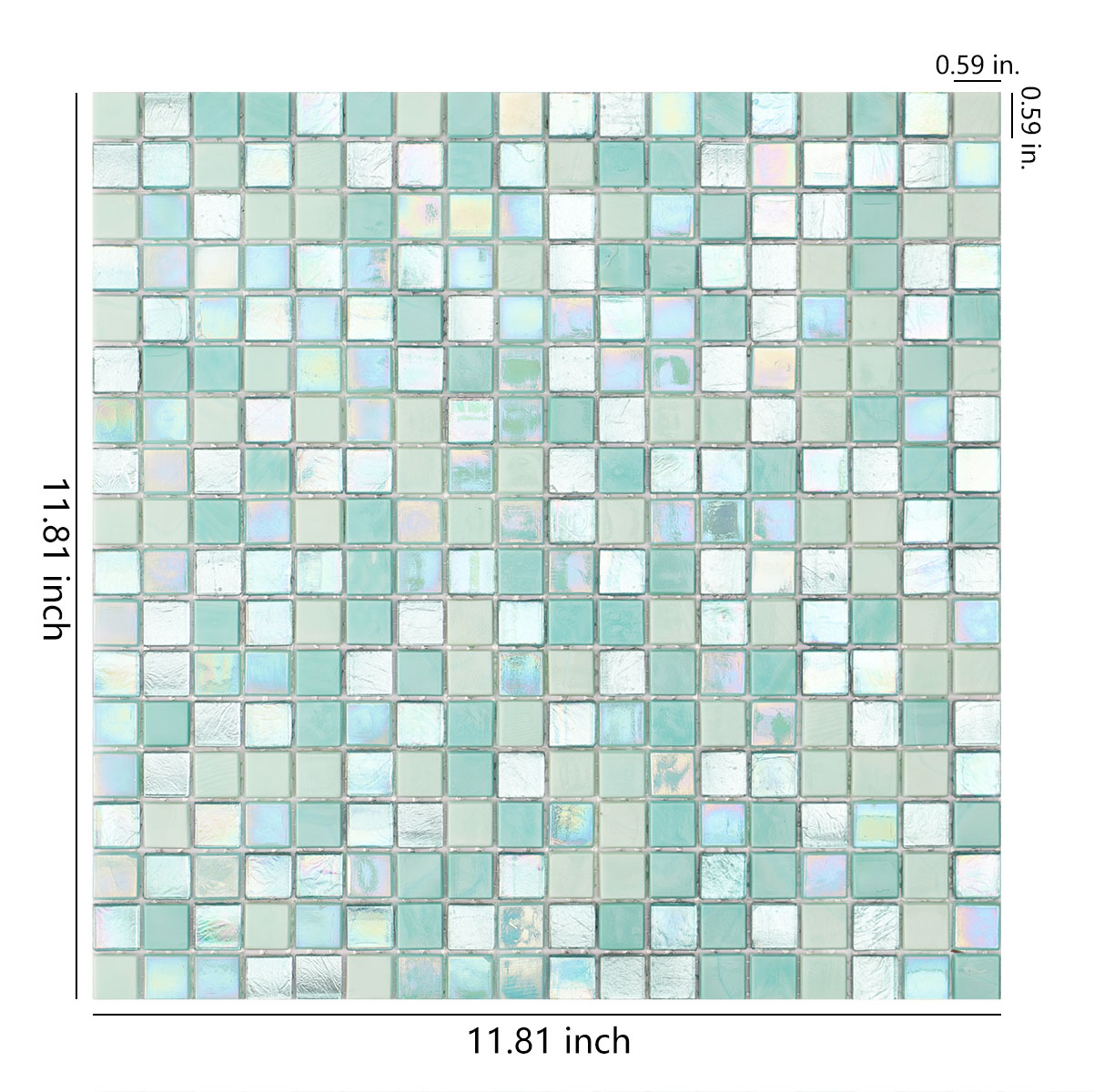 Green Blue Mixed Iridescent Glass Mosaic Tile 15mm*15mm