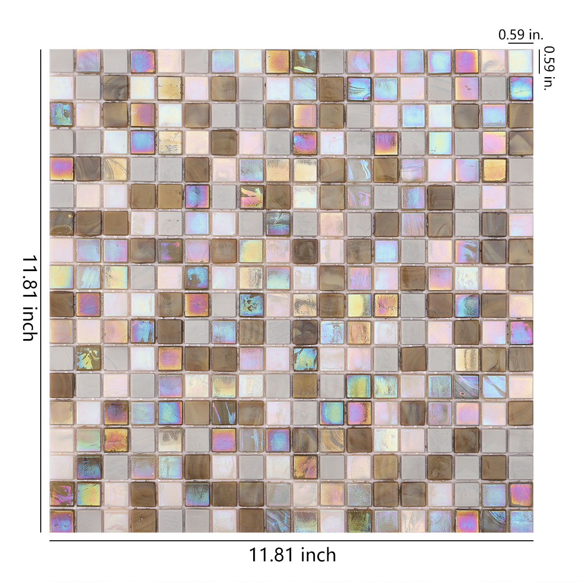 Brown mixed Beige Pearlescent Glass Square Mosaic pool Tiles 