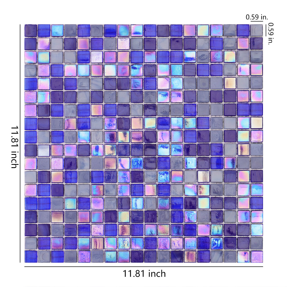 Iridescent Mixed Navy Blue Glass Mosaic Tiles 15mm*15mm