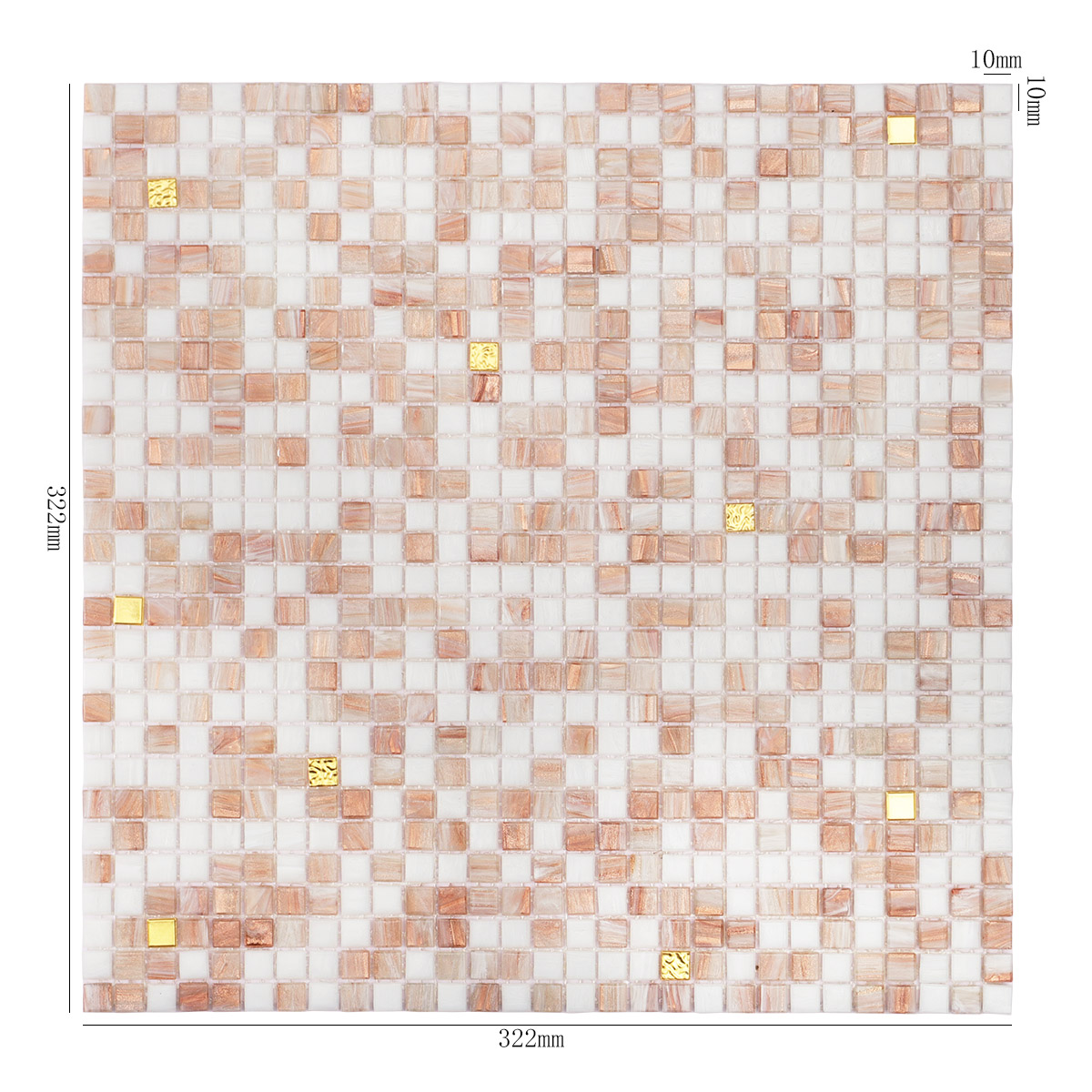 White and Beige Tiny Glass Mosaic Tiles with 24K Gold 