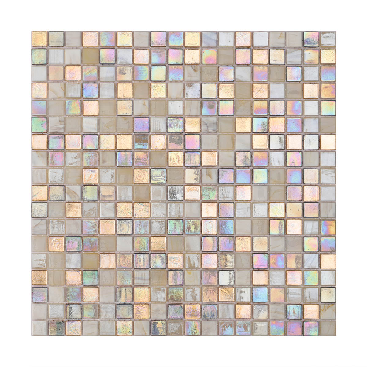 Beige and Gold Iridescent Glass Mosaic Tiles Mixed
