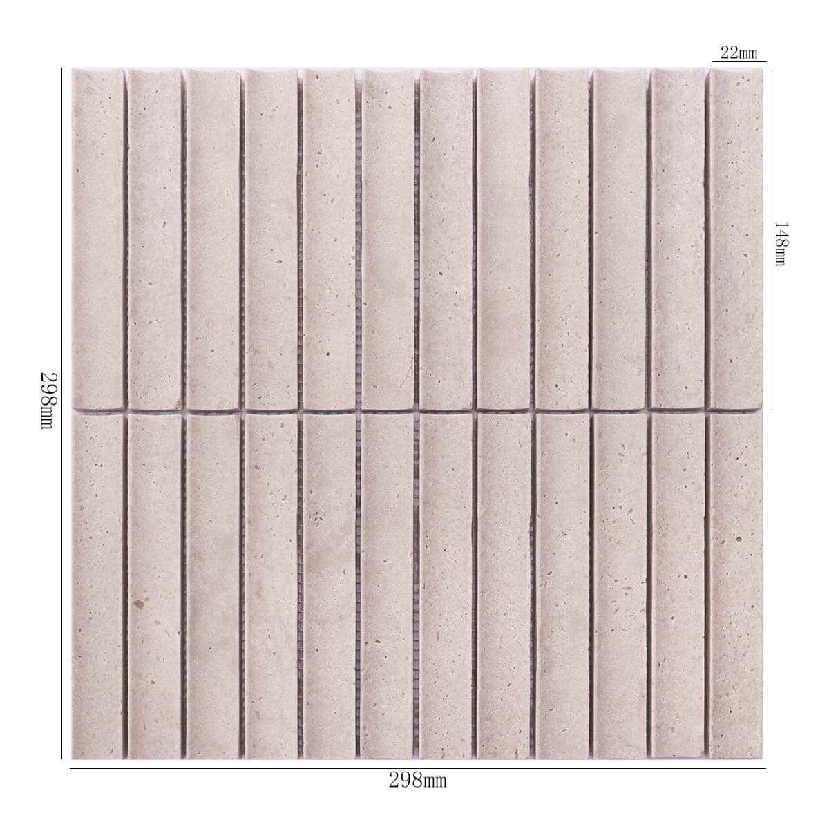 Beige Curve Fluted Stone Travertine Mosaic Tiles