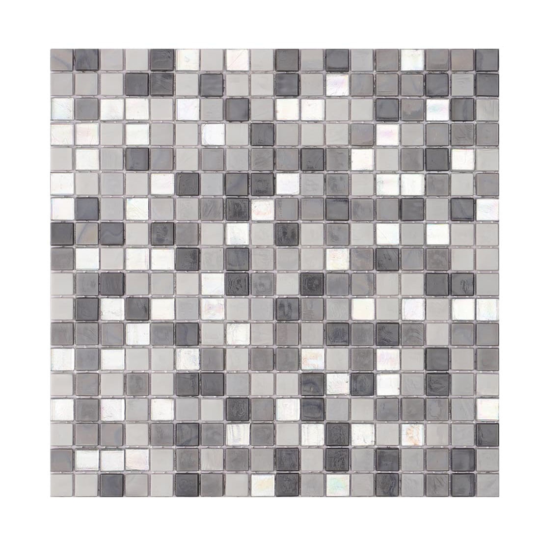 Gray and Silver Square Glass Mosaic Tiles 