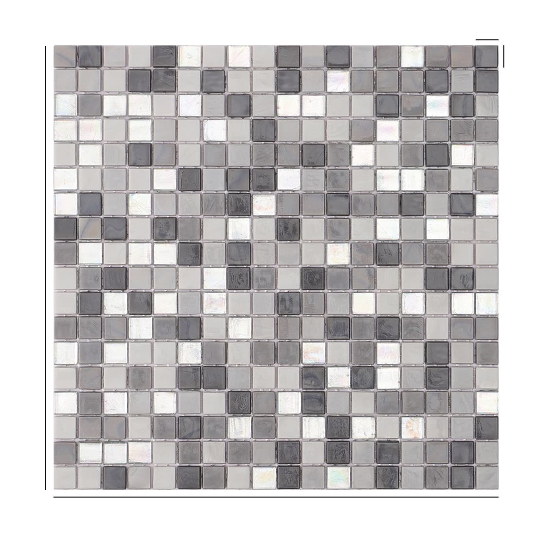 Gray and Silver Square Glass Mosaic Tiles 