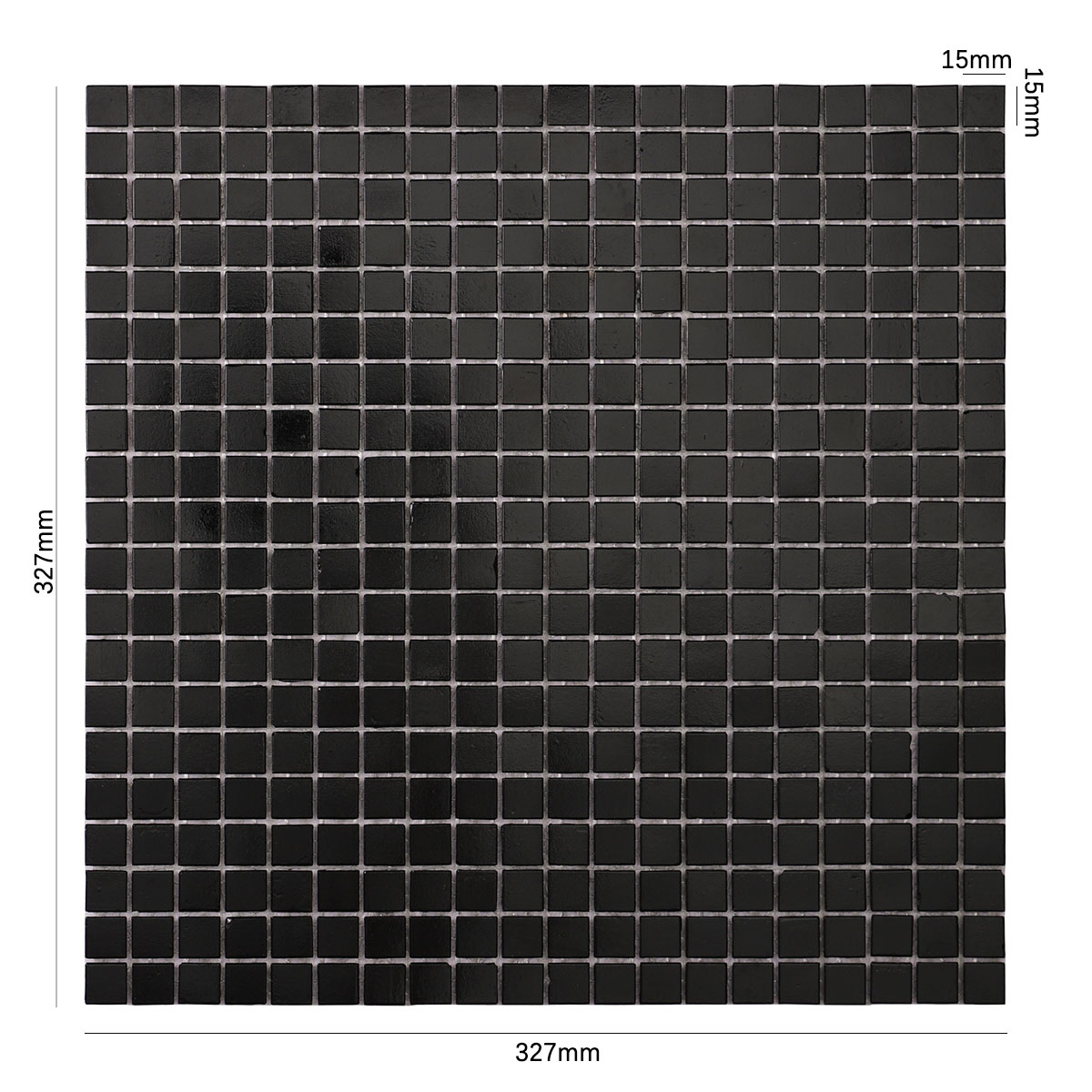 Black Square Fired Earth Glass Mosaic Tiles 15mmX15mm Size