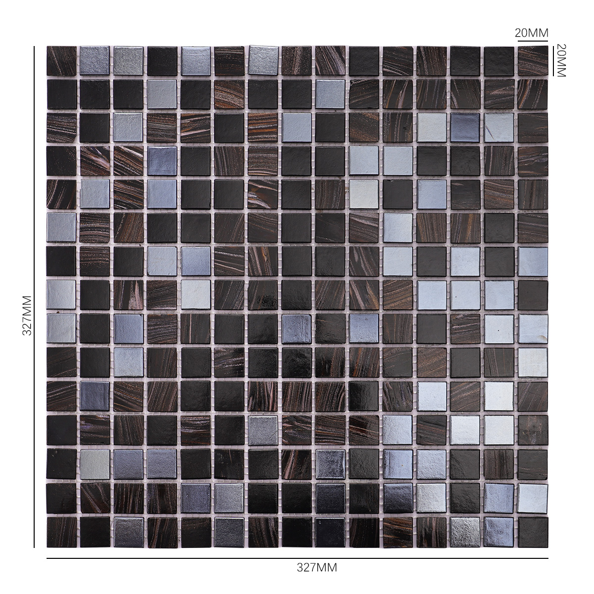 Black Powdered Gold Mixed Flash Glass Mosaic Tiles 20mmX20mm Size