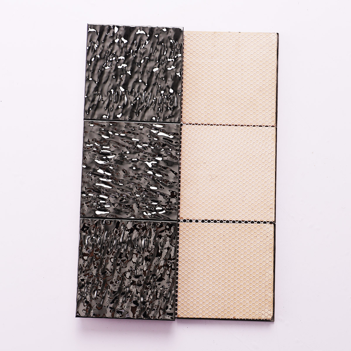 Black Metallic Wavy 3D Stainless Steel Large Mosaic Tiles  Back