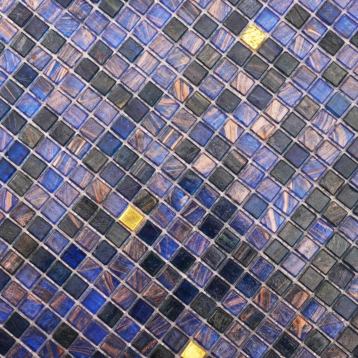 Micro Fired Erath Glass Navy Mosaic Tile 10mm*10mm Detail