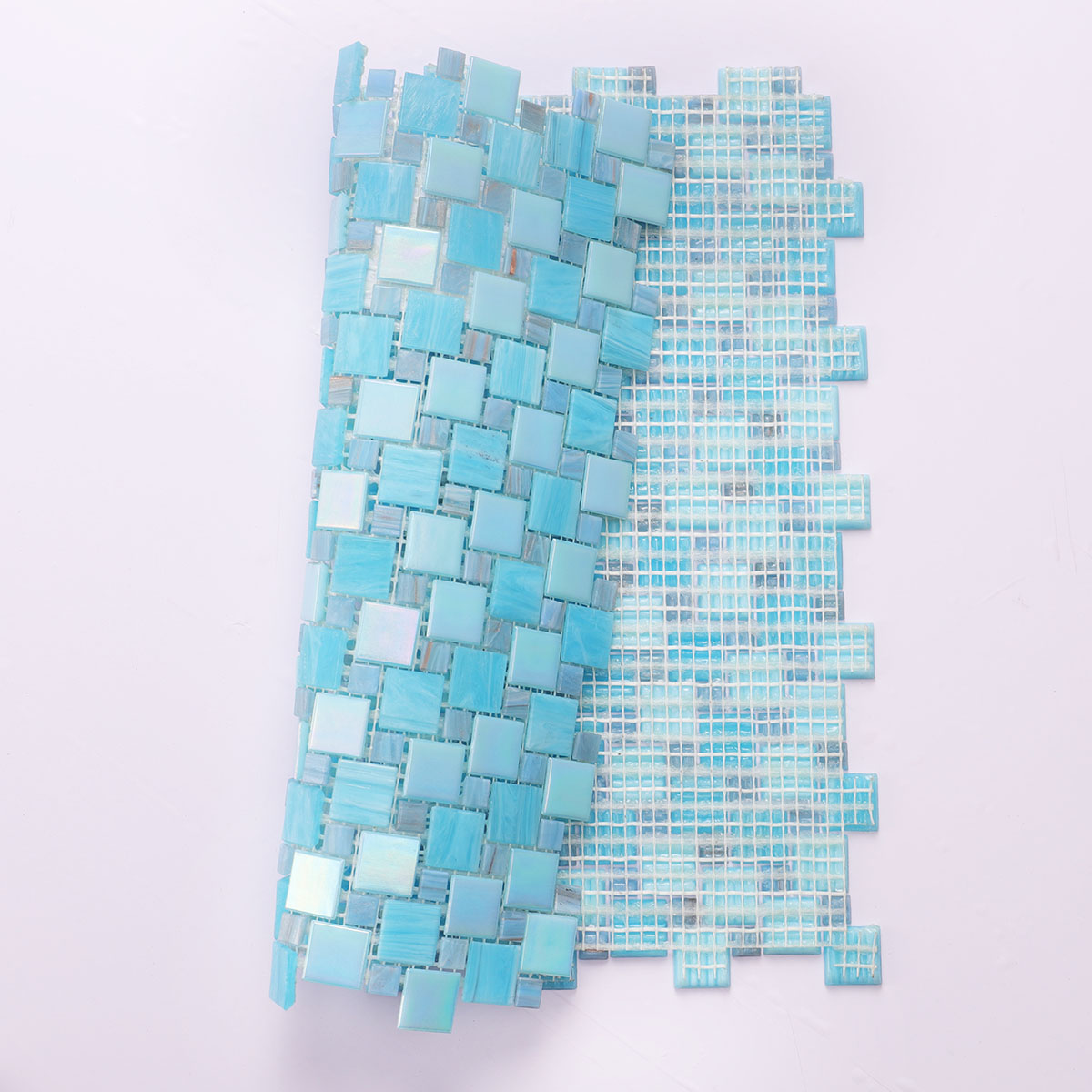 Sky Blue Windmill Pattern Glass Mosaic Tiles back 