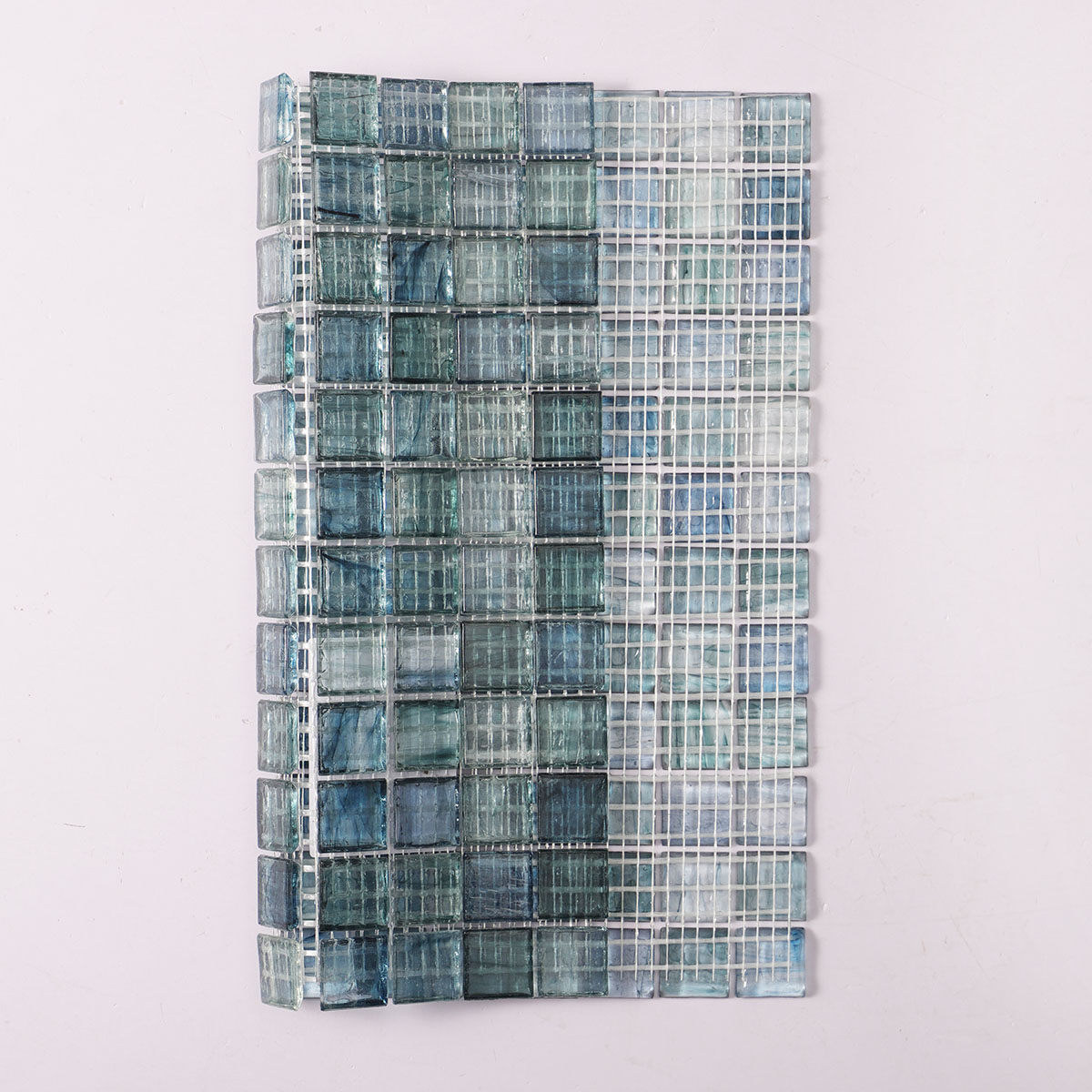 Amber Translucence Blue Fired Erath Glass Mosaic Tiles Back 